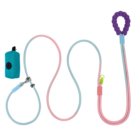Dual-Color Dog Leash with Waste Bag