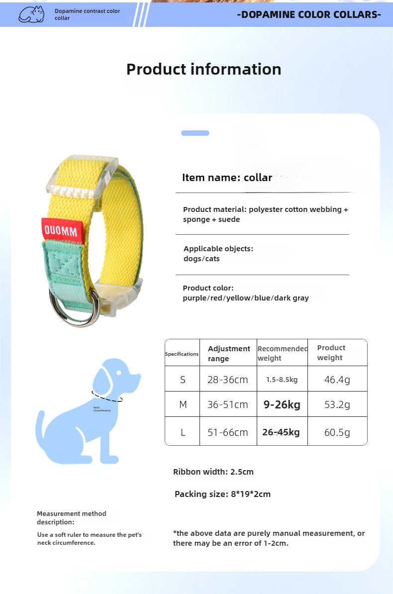 Durable Color-Block Dog Collar
