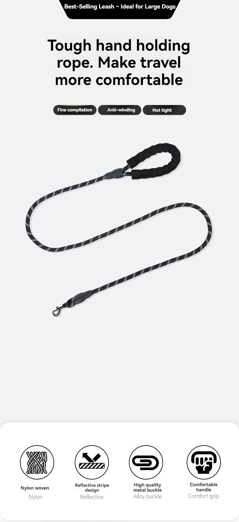 Reflective Shock-Absorbing Dog Leash